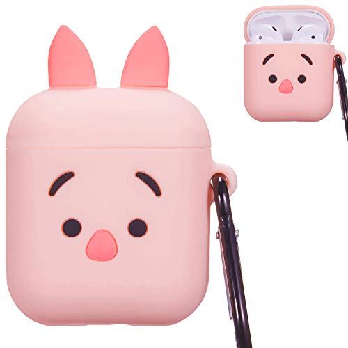 Mulafnxal Compatible with Airpods 1&2 Case,Cute 3D Funny Cartoon Character Silicone Airpod Cover,Kawaii Fun Cool Stylish Design Skin, Animal Unique Cases for Girls Kids Teens Boys Air pods(Pig)