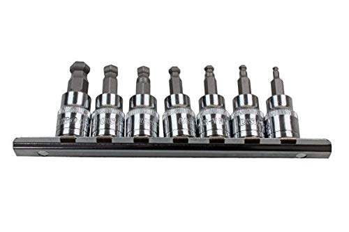 US Pro Ball End Allen Hex Key Bit Set 3/8'' Drive Socket Set 7pce 3mm - 10mm