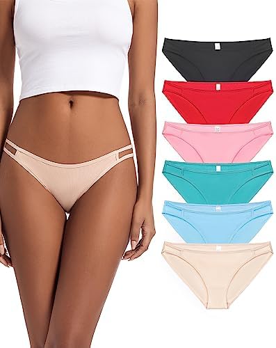 Jo & Bette String Bikini Underwear for Women - Bikini Panties - Cotton Underwear Tango Hipster Soft Sexy 6 Pack Size 9