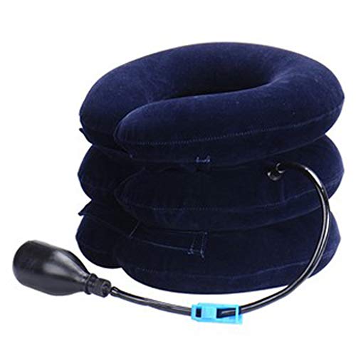 Premium Neck Traction Professional Air Neck Relaxer Therapy Neck Stretcher Cervical Collar Device Pain Relief Support (Blue)