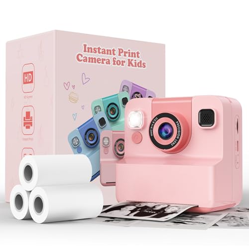 Yidoroye Camara de Fotos Instantaneas,2.4' 1080P HD Camara Fotos Infantil Instantaneas Juguetes Niños 3-12 Años Cámara Instantánea Niños de Foto & Video 1080P & Música&5 Juegos de Rompecabezas 32GB SD
