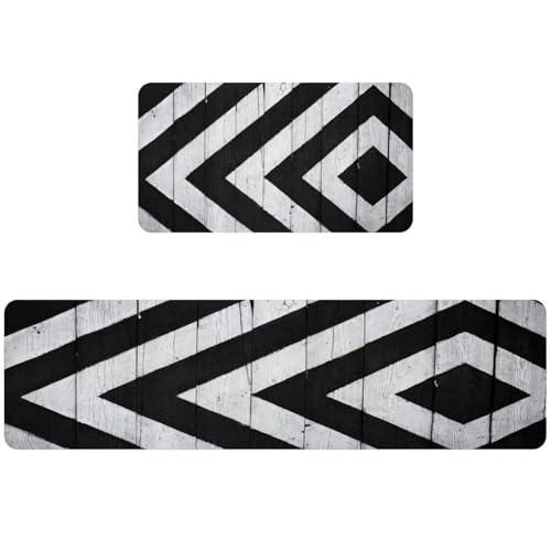 Tapis de cuisine antidérapant lot de 2 lavable et absorbant design bois