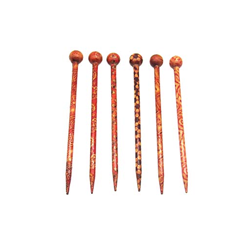 BTYONON 6 Pcs 5.11'' Retro Hair Sticks Wood Hairpin Chopsticks Headdress Jewelry Accessories