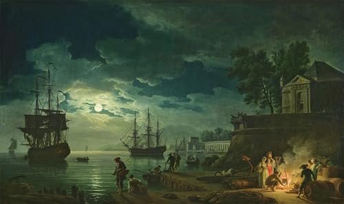 Tableau Impressions d'art Mural Nuit Claude Vernet Poster Vintage 60x90cm