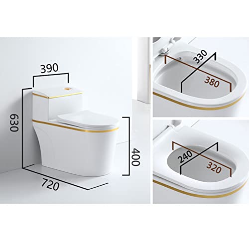 Inodoro europeo de lujo ligero con descarga doble y sistema de sifón, de cerámica, silencioso, adecuado para hotel, hogar, baño B miniatura 6