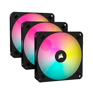 CORSAIR iCUE AR120 RGB Digital 120mm ARGB-Compatible Fans – Triple Fan Kit – Black
