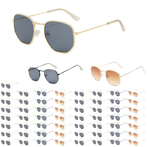60-Pack Wholesale Metal Sunglasses - 3 Colors (30 Gold/15 Black/15 Dual-Tone) | UV400 Bulk