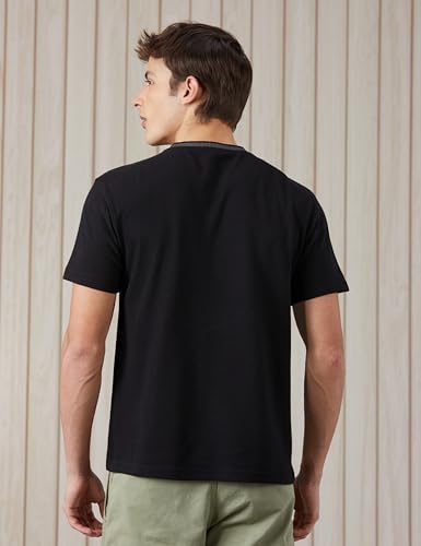 Image of Amazon Brand - Symbol Men's Cotton Rich Relaxed Fit Textured Knit Tshirt | Popcorn Knit Solid Tshirts | Half Sleeves | Textured Knit (Available in Plus Size)