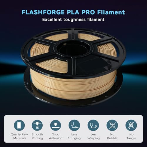 Image of FLASHFORGE 3D Printer Filament, PLA PRO Filament 1.75mm, 1KG Spool (2.2lbs), Dimensional Accuracy + /- 0.02mm for FDM 3D Printers, Better Tenacity & No Knotting (Skin)