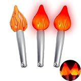 3PCS Inflatable Fake Torch with LED Light,16'' Fun Torch Inflates for Sports Competition Games Medieval Luau Themed Party,Orange Inflatable Torch for Sports Party Decorations