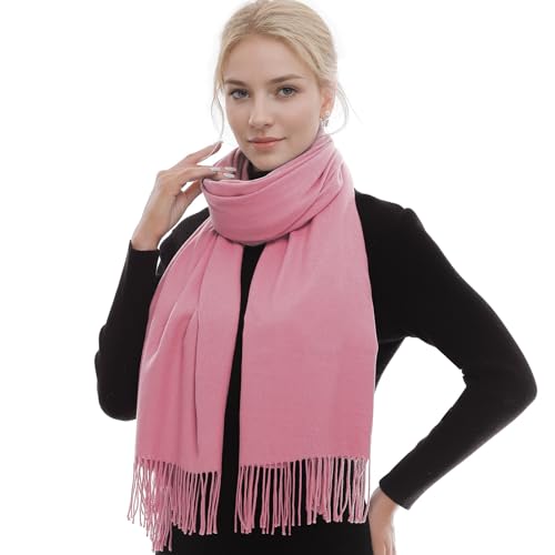 RIIQIICHY Schal Damen Winter Schals Tücher Winterschal Kuschelig Xxl Rosa Damenschal Pashmina Herbst Frauen Kaschmir Schal mit Fransen
