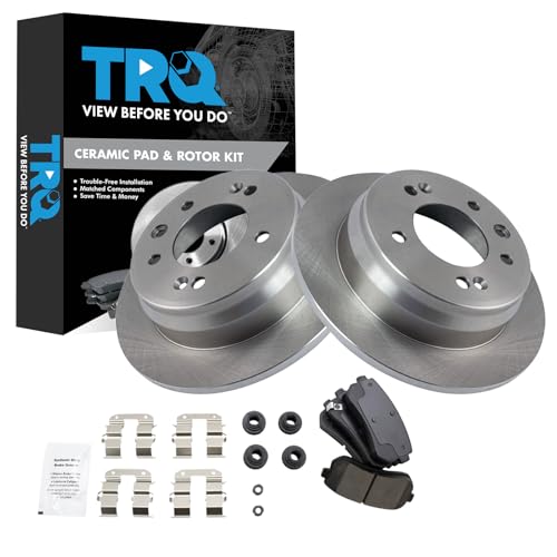 Image of TRQ Rear Brake Pad and Rotor Set Ceramic Solid Rotors | For 2010-2015 Hyundai Tucson Front Wheel Drive 2011-2016 Kia Sportage Front Wheel Drive
