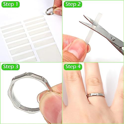 Amzuia 10 Sheets/190 Pieces Invisible Ring Size Adjuster for Clear Ring Size Reducer Jewelry Guard Sizer Loose Ring Tightener Fit Any Rings for Preventing Ring from Loosening and Slipping Off