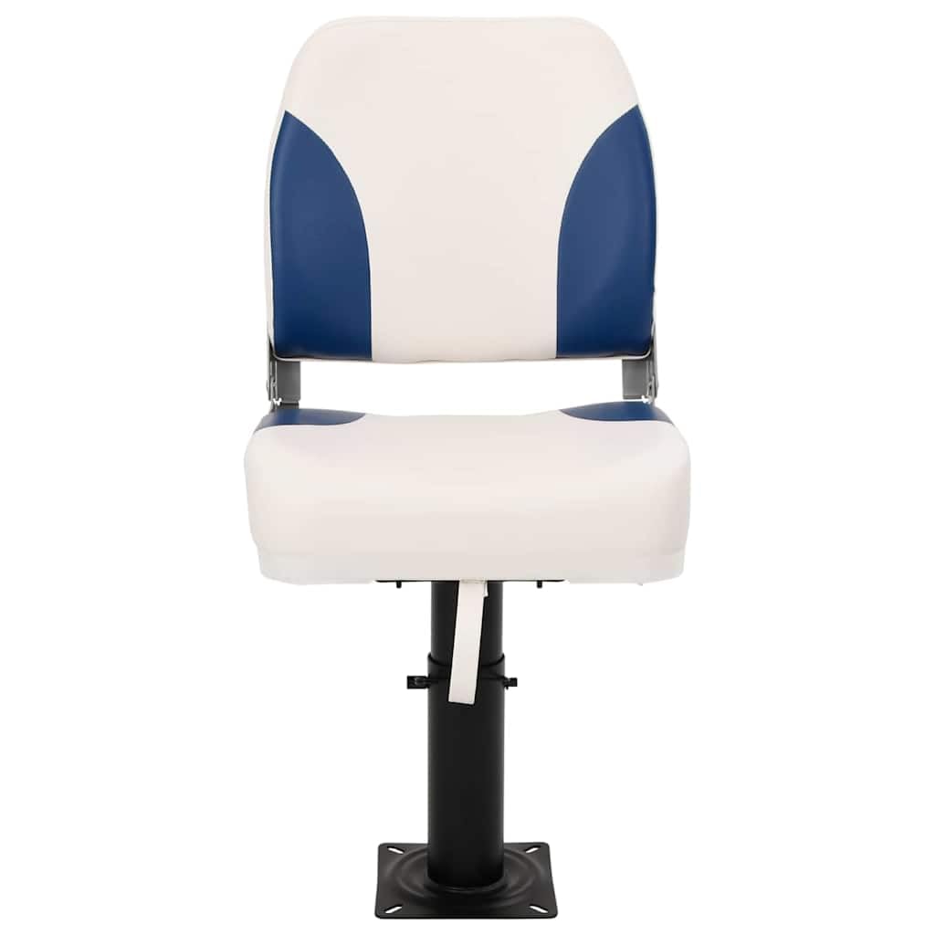 Juego de 2 asientos plegables para barco, color azul y blanco, 41 x 36 x 48 cm, accesorios para barcos de PVC y poliuretano con consola de acero, altura regulable para velero, yate, deportes