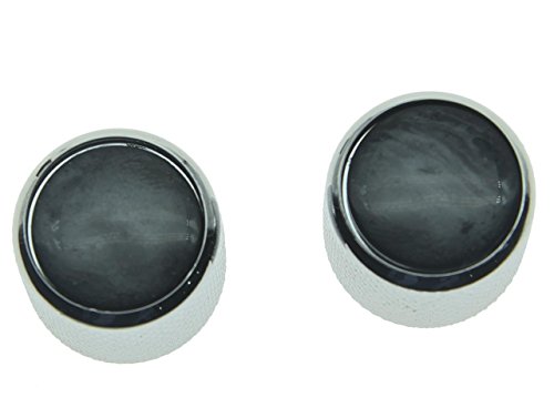 Kaish Set Of 2 Black Pearl Top Guitar Dome Knobs With Set Screw For Tele Guitars Black Pearl Cap Bass Chrome Knobs #TOP2