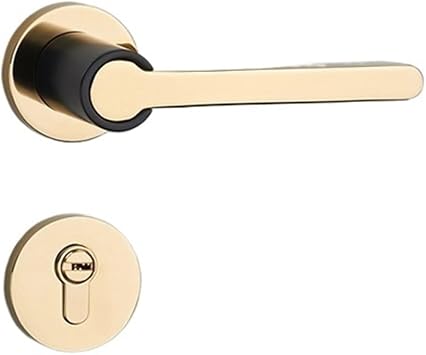 Modern Door Lock Indoor Bedroom Door Lock Silent Magnetic Door Lock Split Golden Door Handle Household Wooden Door LockA Bright Golden Mute