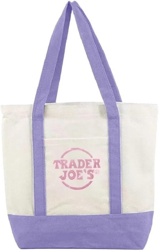 Trader Joe's Pastel Mini Canvas Tote Bags 2025 PURPLE