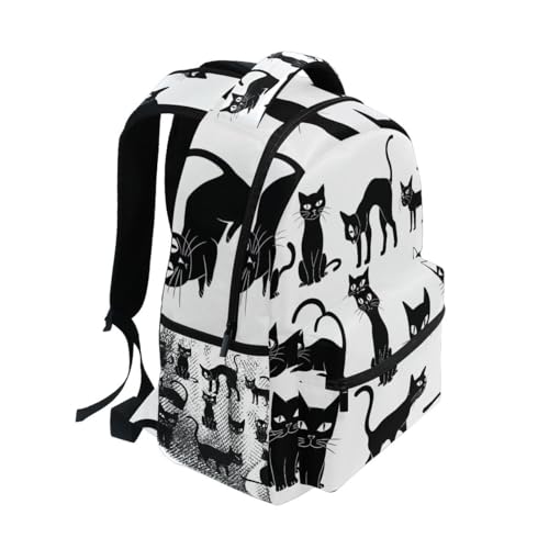 Kid Backpack, Lightweight Kids Travel Bag for Boys Girls Back to School Essentials, 15L, Black Cats Clipart2