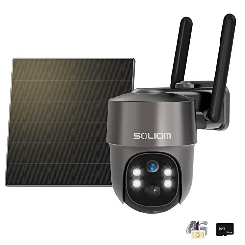 SOLIOM Cellular Security Camera 4G LTE, Solar Camera No WiFi Needed Wireless Outdoor, with