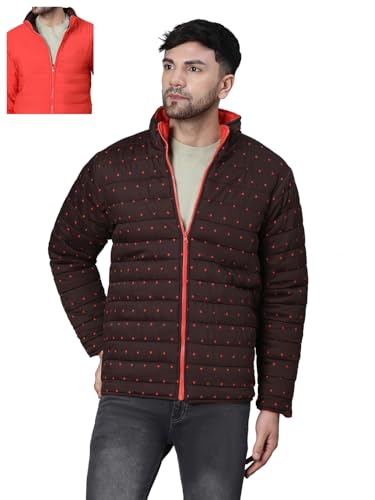 Image of oxolloxo Men Animal Print Zip Lined Long Sleeve Reversible Quilted Jacket