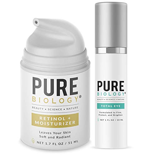 Retinol Cream and Eye Cream Set | Premium Anti Aging Retinol Moisturizer and Under Eye Cream for wrinkles with Hyaluronic Acid Vitamin C and E | Caffeine Eye Cream and Retinol Cream for Face Care