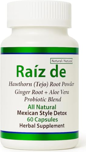 Raiz De Tejocote Style Mexican Formula with Ginger Root, Aloe Vera & Postbiotics 100% Natural - Lab Tested for Purity - 60 Capsules