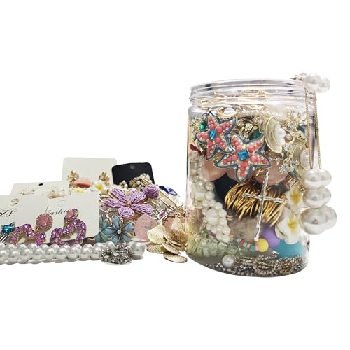Mystery Jewelry Jar Bundle -40-45 Pieces | Surprise Jewelry Box for Women with Necklaces Bracelets Rings Earrings Keychains & Hair Clips Unique Birthday Gift for Family & Friends (40-45pcs)