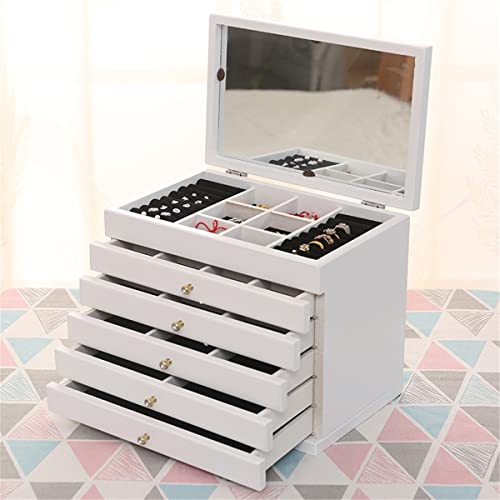 Boîte à bijoux à 6 couches et grand coffret de rangement en cuir pour bagues