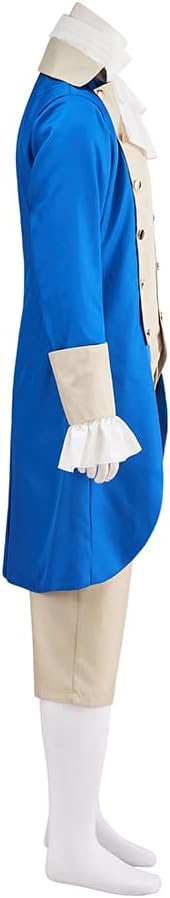 Men's Musical Hamilton Cosplay George Washington Regency Costume Blue Tailcoat Military Colonial Uniform - Image 3