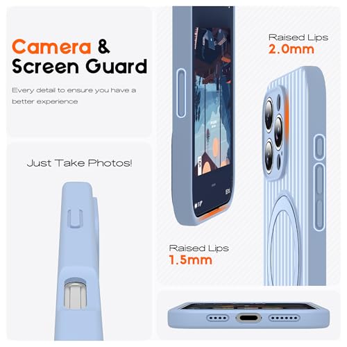 SKYLMW Striped Case for iPhone 16 Pro Max with Stand,6.9" Blue/White by SKYLMW - Used condition - Image 3