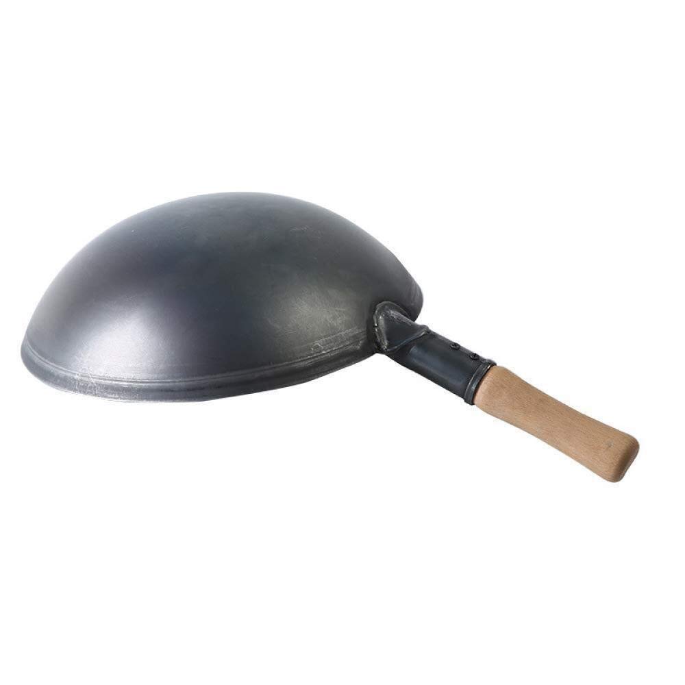 Wok manuel en fer forgé vintage chaudron pour la maison et le restaurant, 40 cm, design non revêtu