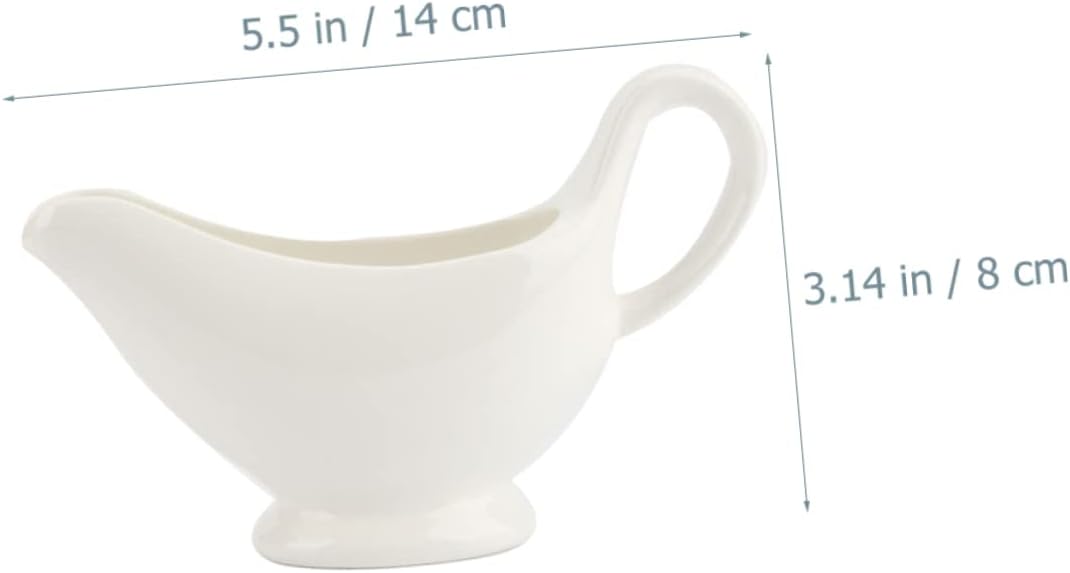 2Pcs Gravy Boats with Handle Saucier Condiment Sauce Boats for Serving Classic Design White Porcelain 300ml Each