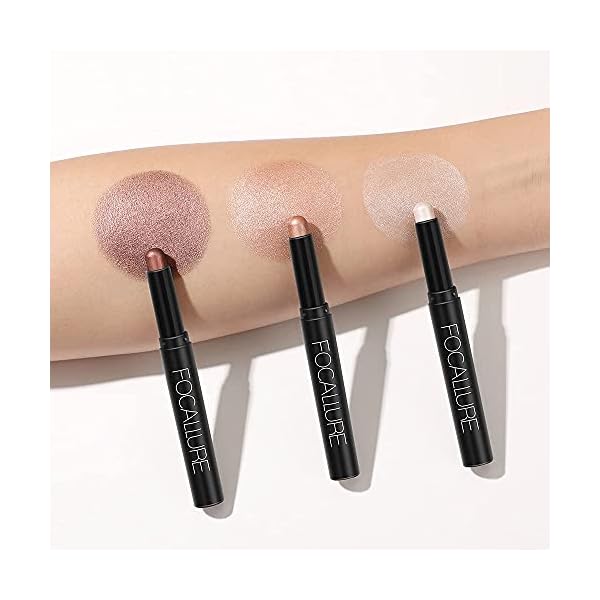 FOCALLURE 3 Pcs 2 in 1 Eyeshadow and Eyeliner Pen, Shimmer Eye Shadow Pencil, High Pigmented Eyeshadow, Highlighter Eye Liner, Multi-Dimensional eyes Look, FA38-11116-123