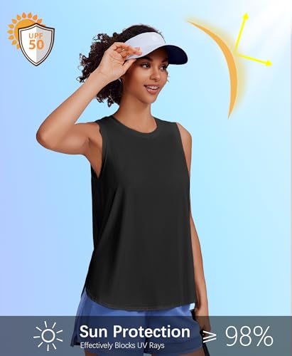 Image of PINSPARK Workout Tank Tops Woman Ice Silk UPF 50+ Athletic Yoga Shirts