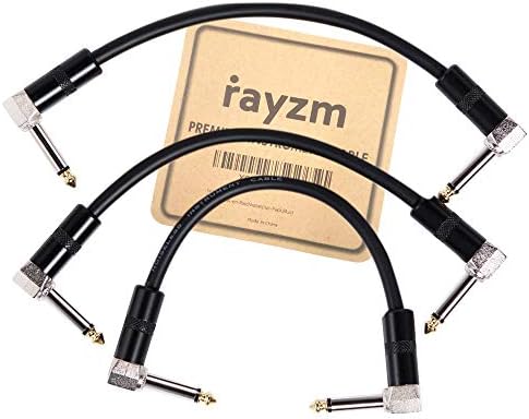 Rayzm Kabel krosowy do gitary, bezgłośny do efektów gitarowych, 6,35 mm, kabel krosowy do gitary/basu (3 sztuki)