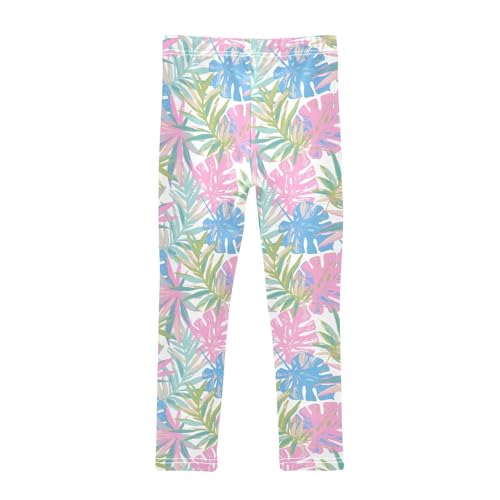 Color Jungle Leaf Girls Leggings,Workout Leggings for Girls Toddler Athletic Leggings Size for 3-10T2