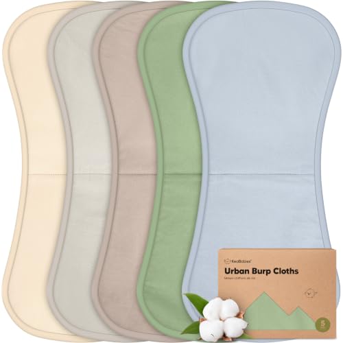 Image of Organic Burp Cloths Baby Boy & Girl, 5-Pack Cotton Burp Rags (Slate)