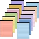 Lincia 12 Pcs Colored Legal Pad Writing Pads 8.5 x 11 Inch Wide Ruled 50 Sheets Per Notepad Micro Perforated Writing Pad for School, College, Office, Business (Multicolor) [Unknown Binding]