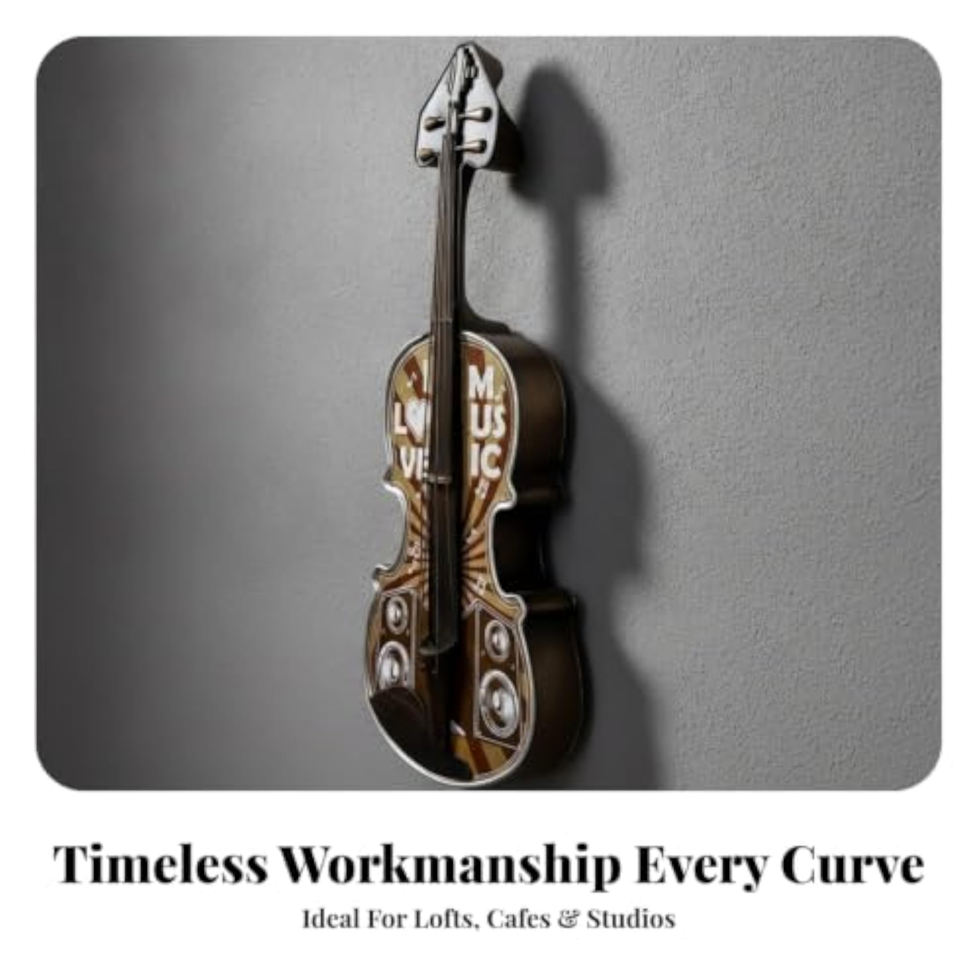 Eye-Guitar Wall Decor with Simulated Strings Industrial Iron