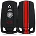 Produktbild kwmobile Autoschlüssel Hülle kompatibel mit BMW 3-Tasten Autoschlüssel (nur Keyless Go) - Schlüsselhülle Rallystreifen Sidelines Rot Schwarz