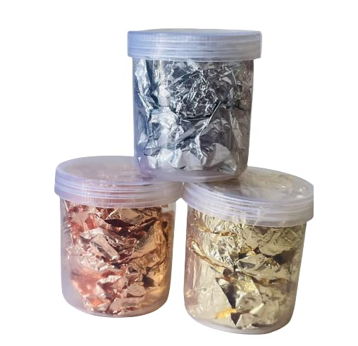 RSVP Creations Leaf Gliding Flakes for Nail Art,Paintings, DIY Crafts, Resin Arts Decoration Purpose (Pack of 3)(Color: Golden, Silver, Copper)-image-43