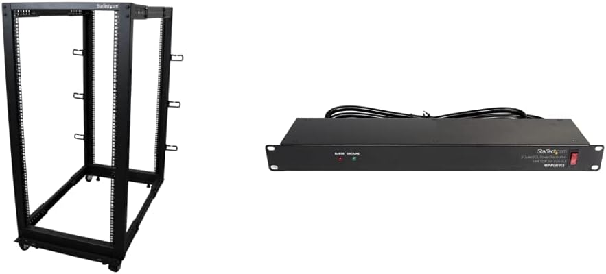 StarTech 25U Open Frame Server Rack with 8-Outlet PDU Bundle