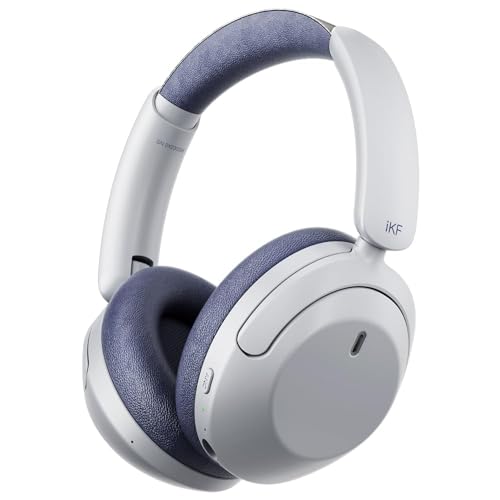 iKF T3 Hybrid Active Noise Cancelling Headphones with Multiple Modes, Hi-Res Sound, Custom EQ via App, Uo to 125H Playtime, Comfortable Fit, Bluetooth, Multipoint Connection,Wired Headset?Grey?