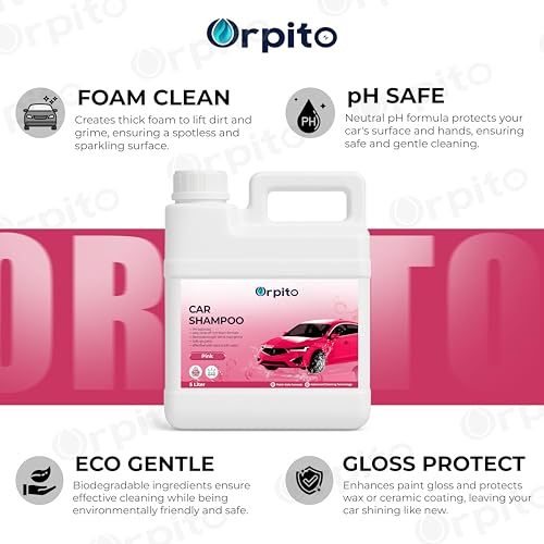 Image of Car Shampoo 5L Multi Fragrance | High Foam Car Wash Liquid | Deep Cleaning Formula | pH Neutral Paint Safe | Removes Dust & Grime | Glossy Finish Wash (1, pink)