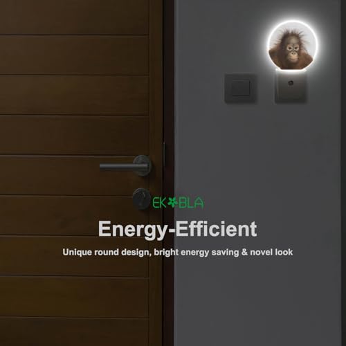 Image of EKOBLA Monkey Night Light, Funny Ape Wildlife Night Lights Plug Into Wall with Dusk to Dawn Sensor, LED Nightlights for Bedroom, Bathroom, Gifts Ideal for Kids Teen Boys Girls Women