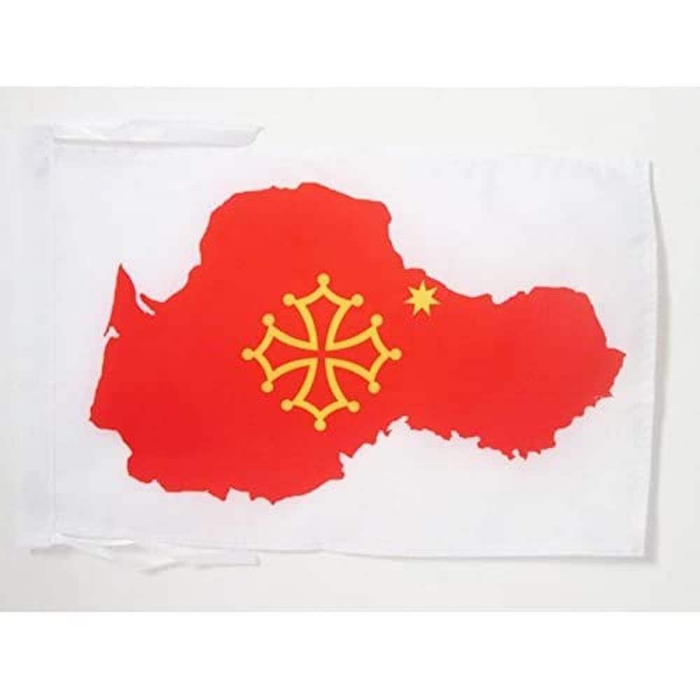 AZ FLAG - Occitania map Flag - 18'' x 12'' - 100% Polyester France - Occitan Small Banner with Two Cords - Fade Resistant - Vivid Colors - 18x12 in - 45x30 Cm — image 1