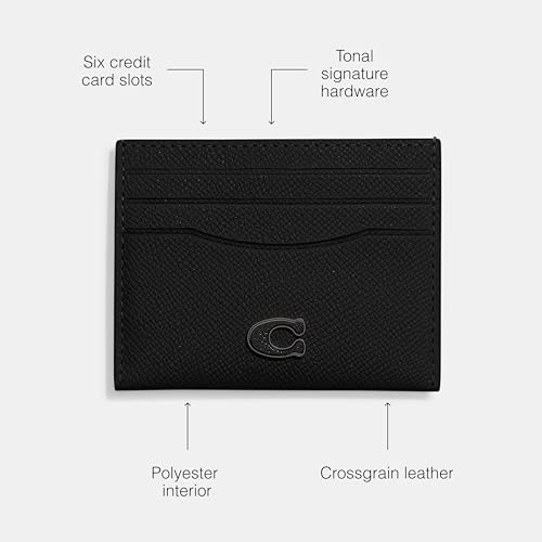 Coach Flat Card Case in Crossgrain Leather, Black, One Size3