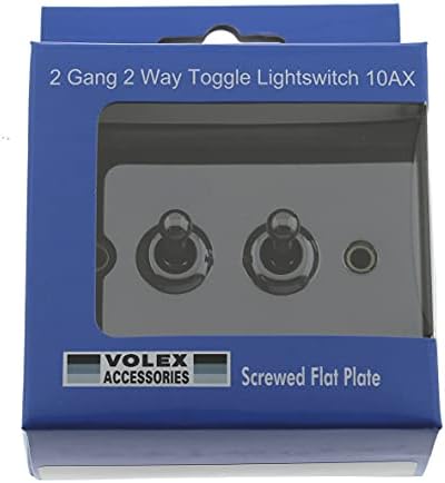 Volex Accessories 2 Gang 2 Way Toggle Light Switch, 10AX Black Nickel - Mirror Effect