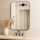 Espelho Decorativo Retangular com Moldura em Courino 60x40cm Montagem em Parede Estilo Moderno para Sala Quarto Banheiro (Preto)
