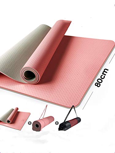 zylbananb Fitness Yoga Mat, Natural Rubber Mat, Pvc Free, Bi-Color Yoga Mat, Textured Surface, Very Non-Slip, 183 X 80, Pink, Eco-Friendly, Durable, Non-Slip